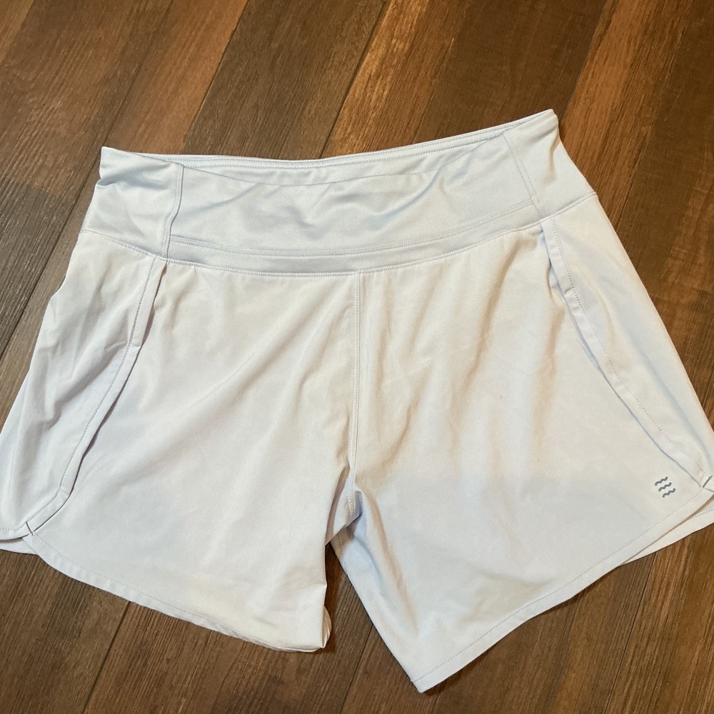 Free Fly Bamboo Lined Active Shorts Light Blue Zipper Pocket Medium Workout Yoga